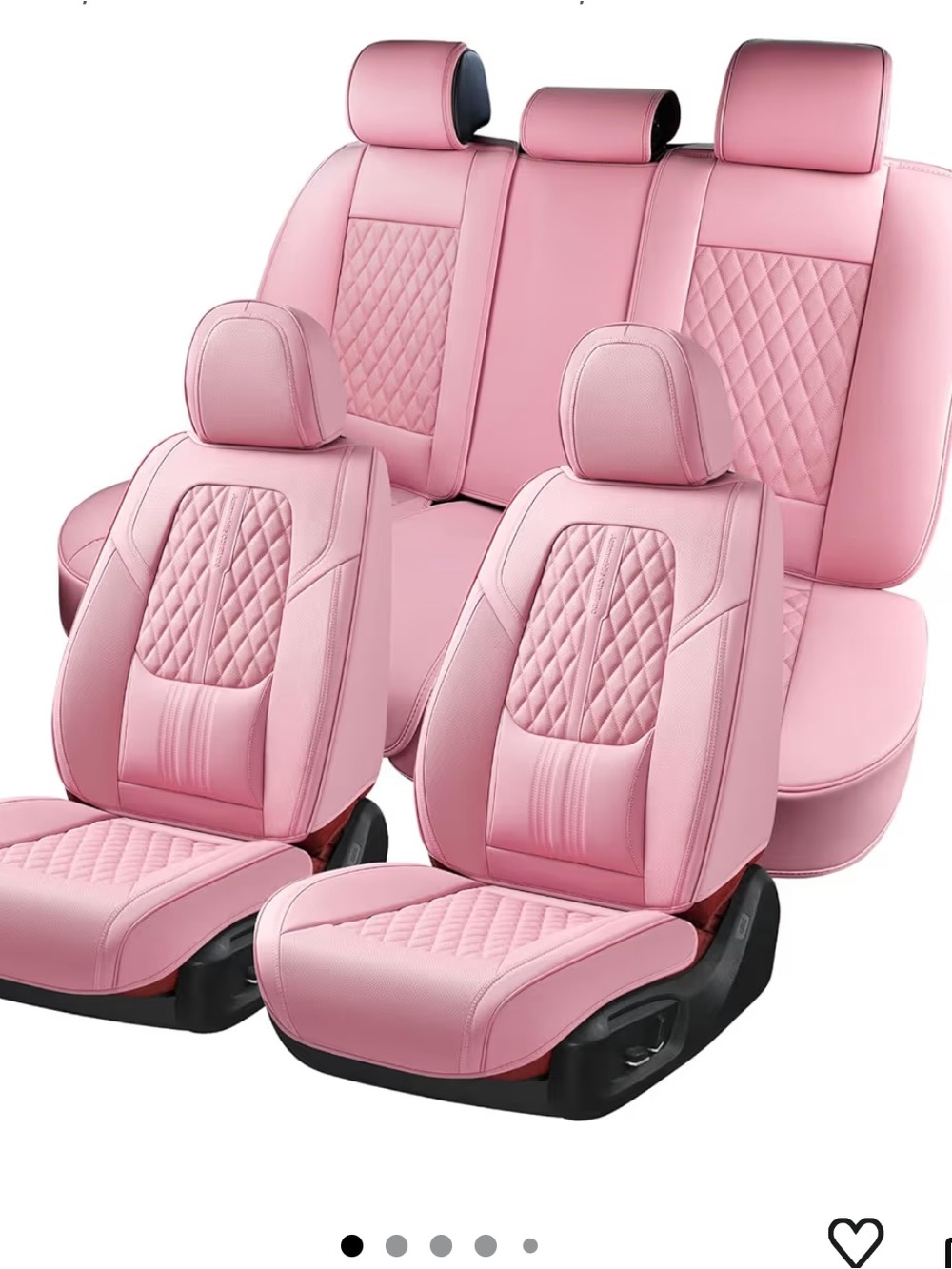 Coverado Pink Quilted Nappa Leather Car Seat Covers - Full Set